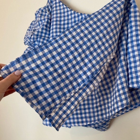EEUC ROMWE One Shoulder Puff Sleeve Gingham Top - Picture 13 of 13